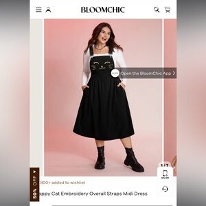 Black Cat Face Overall Dress NWT